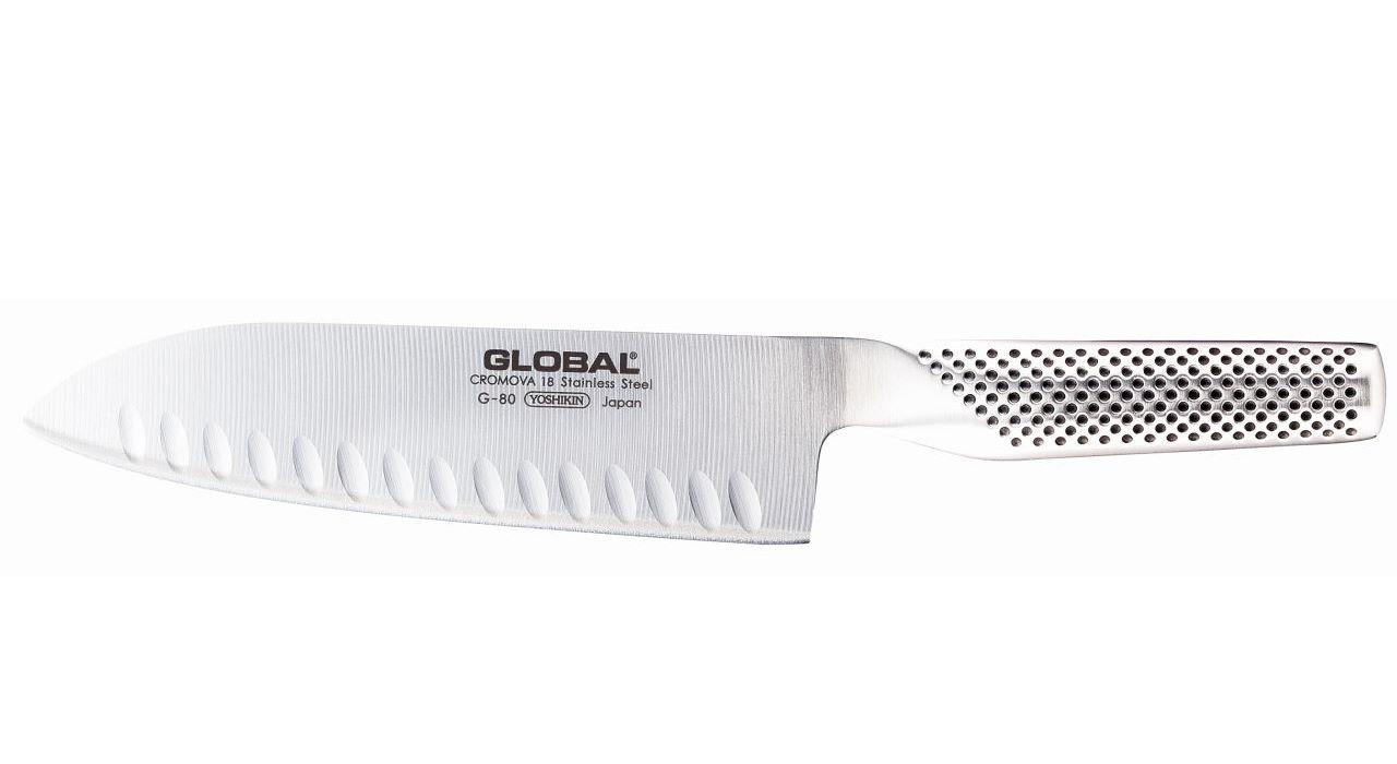 Global G-80 Santokumesser mit Kullen 18 cm